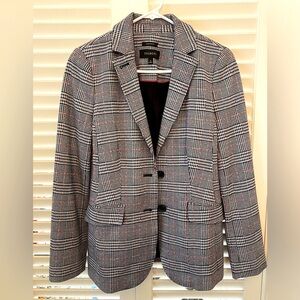 Talbots Glen Plaid Blazer Black White Red Size 4